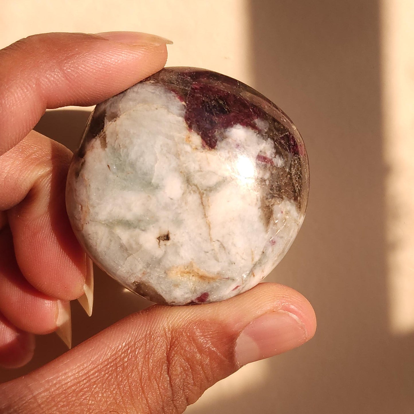 Rubellite (Red Tourmaline) Palm Stone - Polished Gemstone - Healing Crystal - Tumbled Stone