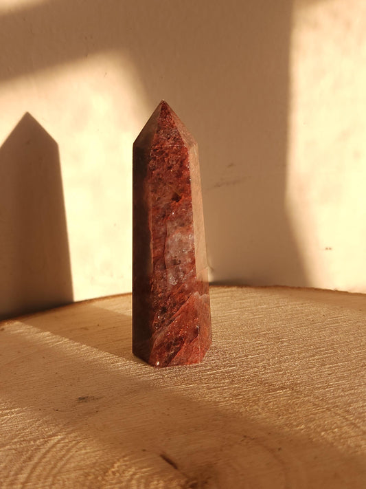 Hematoid Fire Quartz - Polished Gemstone - Crystal Tower - Healing Crystal