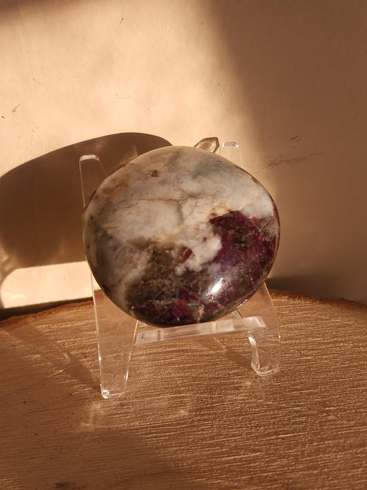 Rubellite (Red Tourmaline) Palm Stone - Polished Gemstone - Healing Crystal - Tumbled Stone