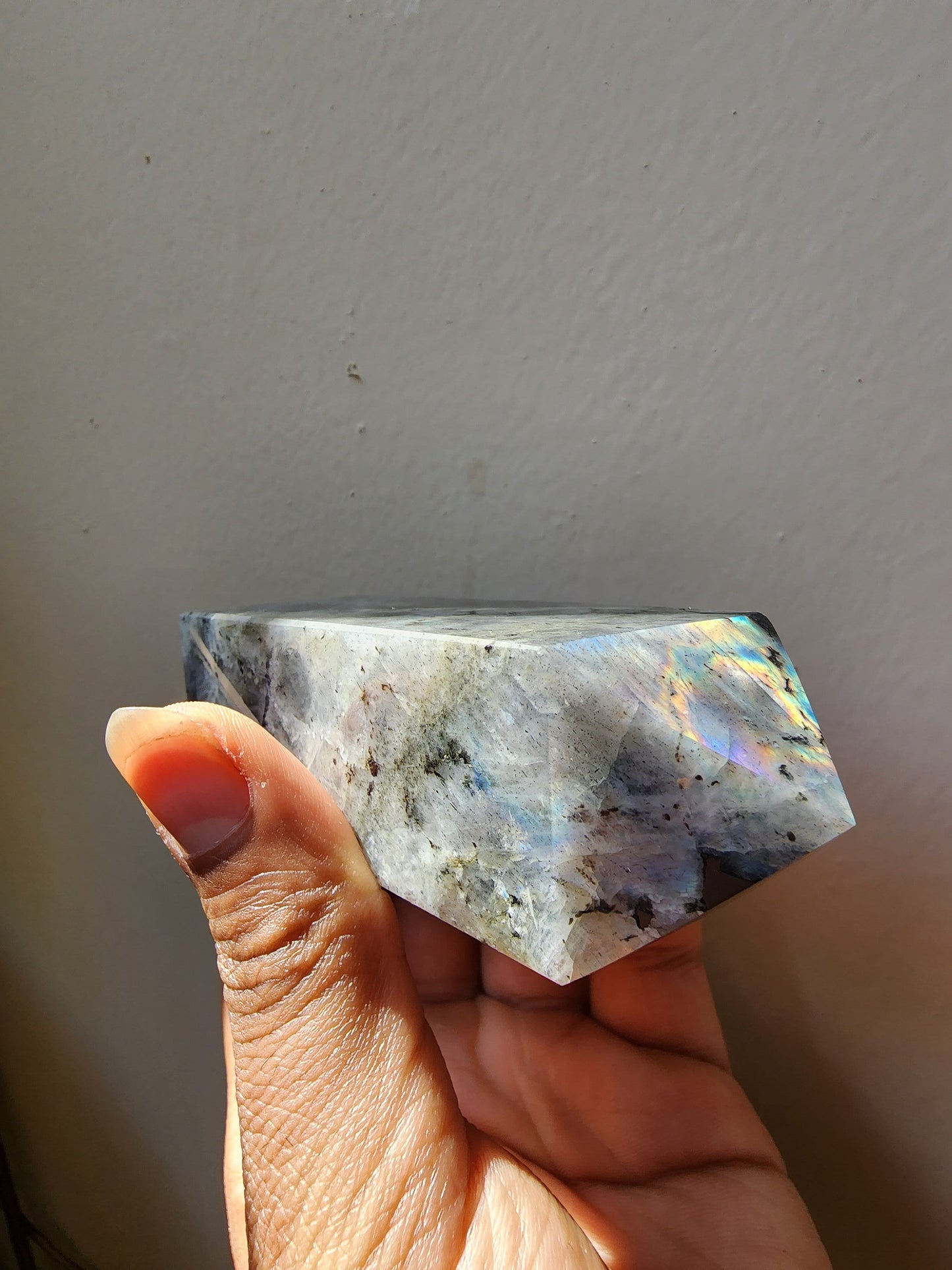 Rainbow Moonstone Tower - Crystal Point - Polished Gemstone