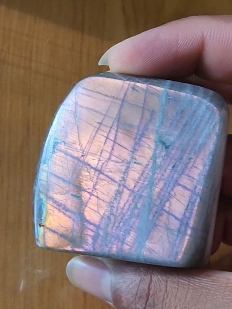 Free-form Labradorite Crystal (Intense Orange Flashing) - Polished Gemstone - Healing Crystal - Multicolored Gemstone