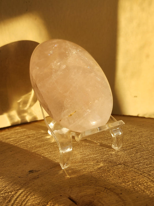 Rose Quartz Palm Stone - Polished Gemstone - Healing Crystal