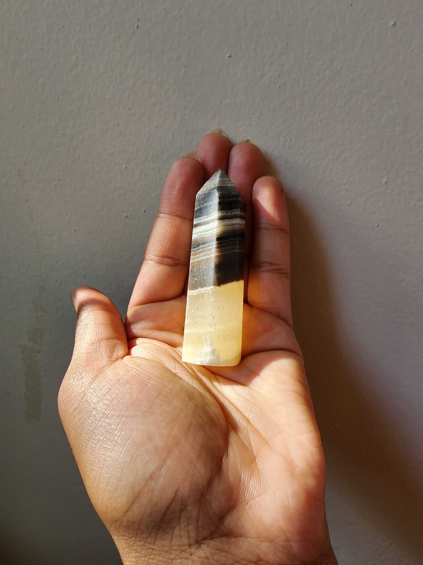 Zebra Calcite Tower - Crystal Point - Polished Stone