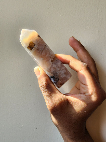 Cherry Blossom Agate Tower - Crystal Point - Polished Stone