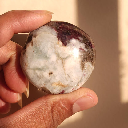 Rubellite (Red Tourmaline) Palm Stone - Polished Gemstone - Healing Crystal - Tumbled Stone