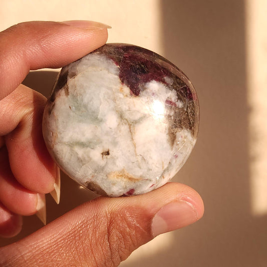 Rubellite (Red Tourmaline) Palm Stone - Polished Gemstone - Healing Crystal - Tumbled Stone
