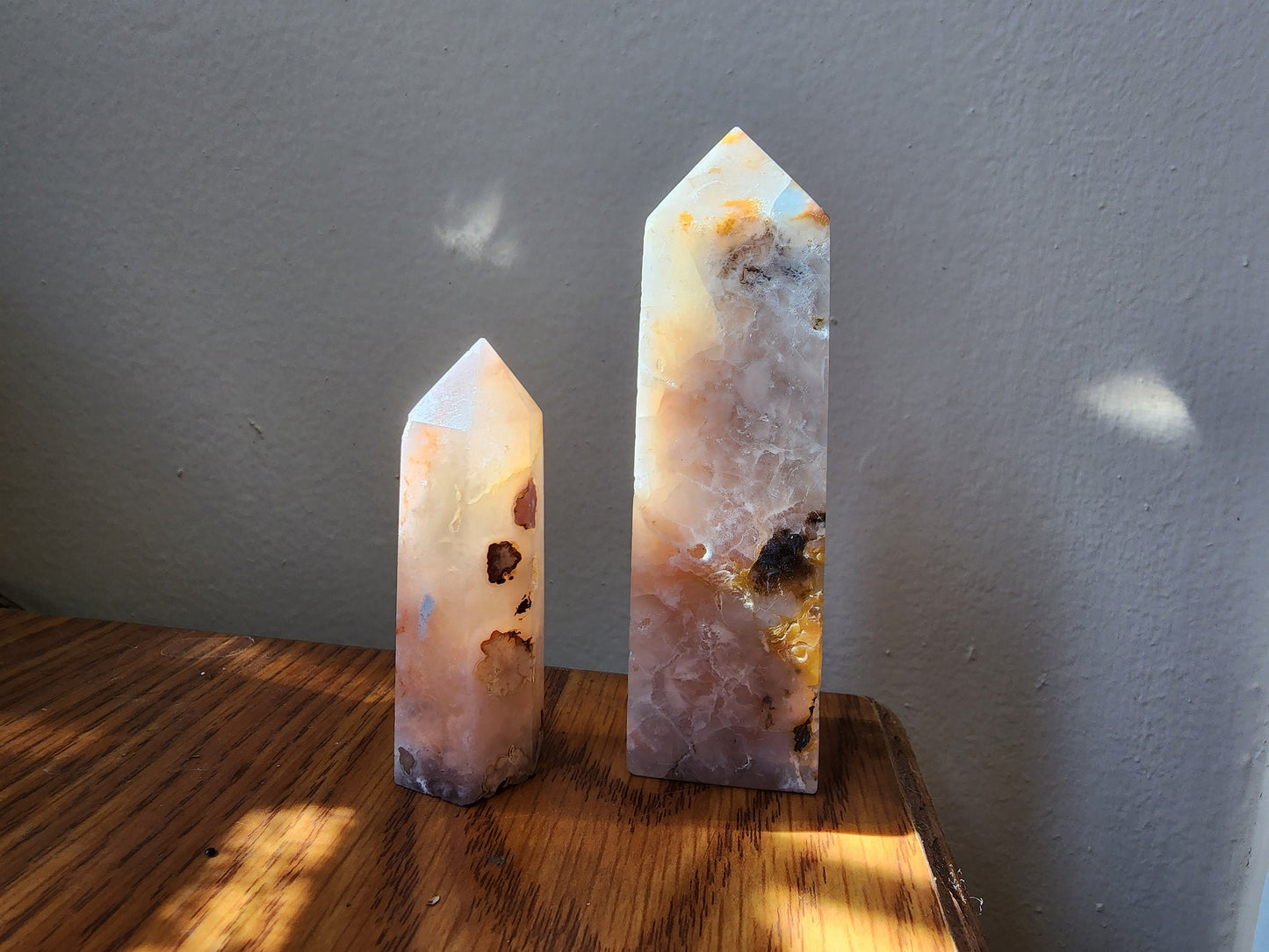 Cherry Blossom Agate Tower - Crystal Point - Polished Stone
