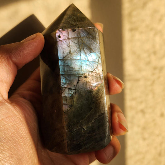 Labradorite Tower (Intense Flashing) - Polished Gemstone - Crystal Tower - Healing Crystal - Multicolored Gemstone