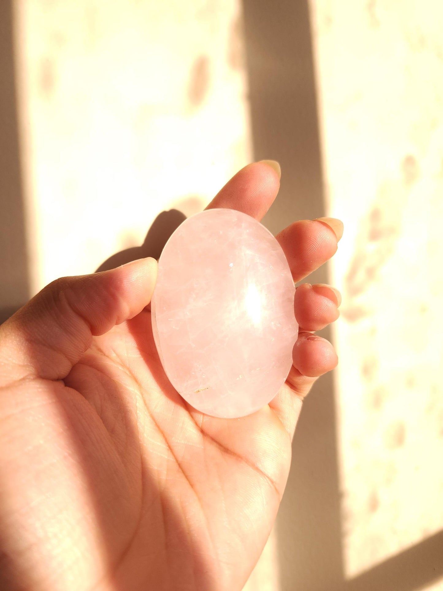 Rose Quartz Palm Stone - Polished Gemstone - Healing Crystal