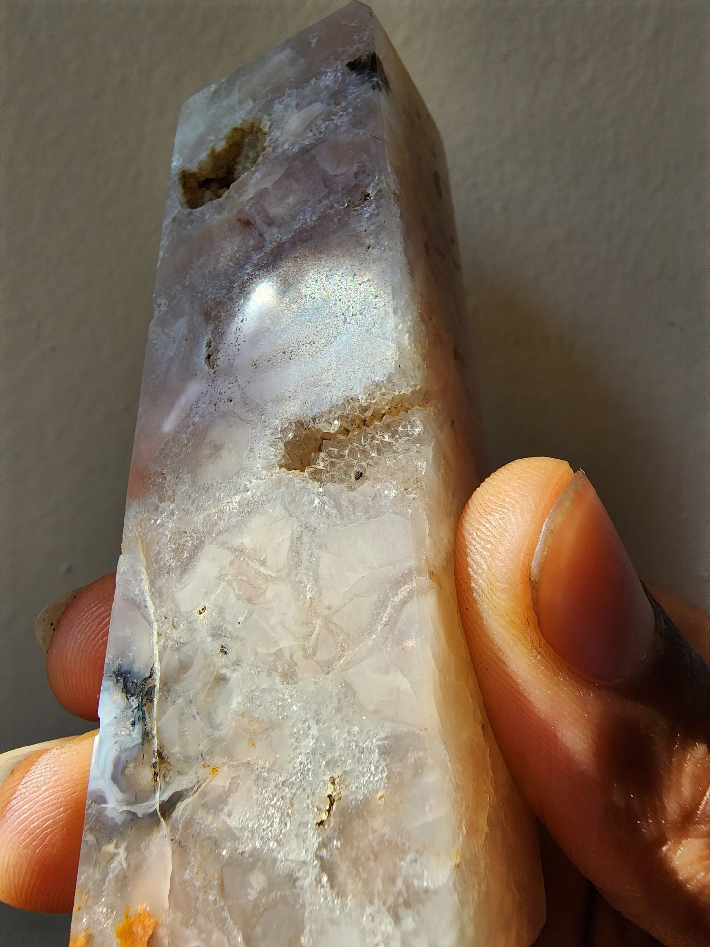 Cherry Blossom Agate Tower - Crystal Point - Polished Stone
