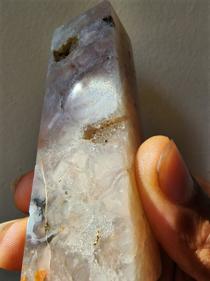 Cherry Blossom Agate Tower - Crystal Point - Polished Stone