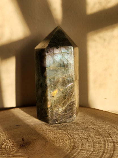 Labradorite Tower (Intense Flashing) - Polished Gemstone - Crystal Tower - Healing Crystal - Multicolored Gemstone