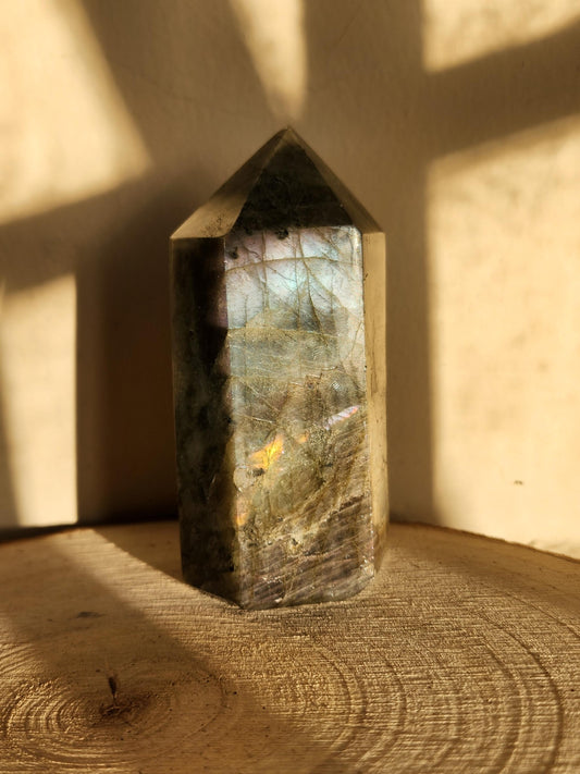 Labradorite Tower (Intense Flashing) - Polished Gemstone - Crystal Tower - Healing Crystal - Multicolored Gemstone