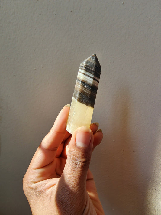Zebra Calcite Tower - Crystal Point - Polished Stone