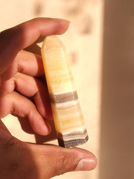 Zebra Calcite Tower - Polished Gemstone - Crystal Tower - Healing Crystal