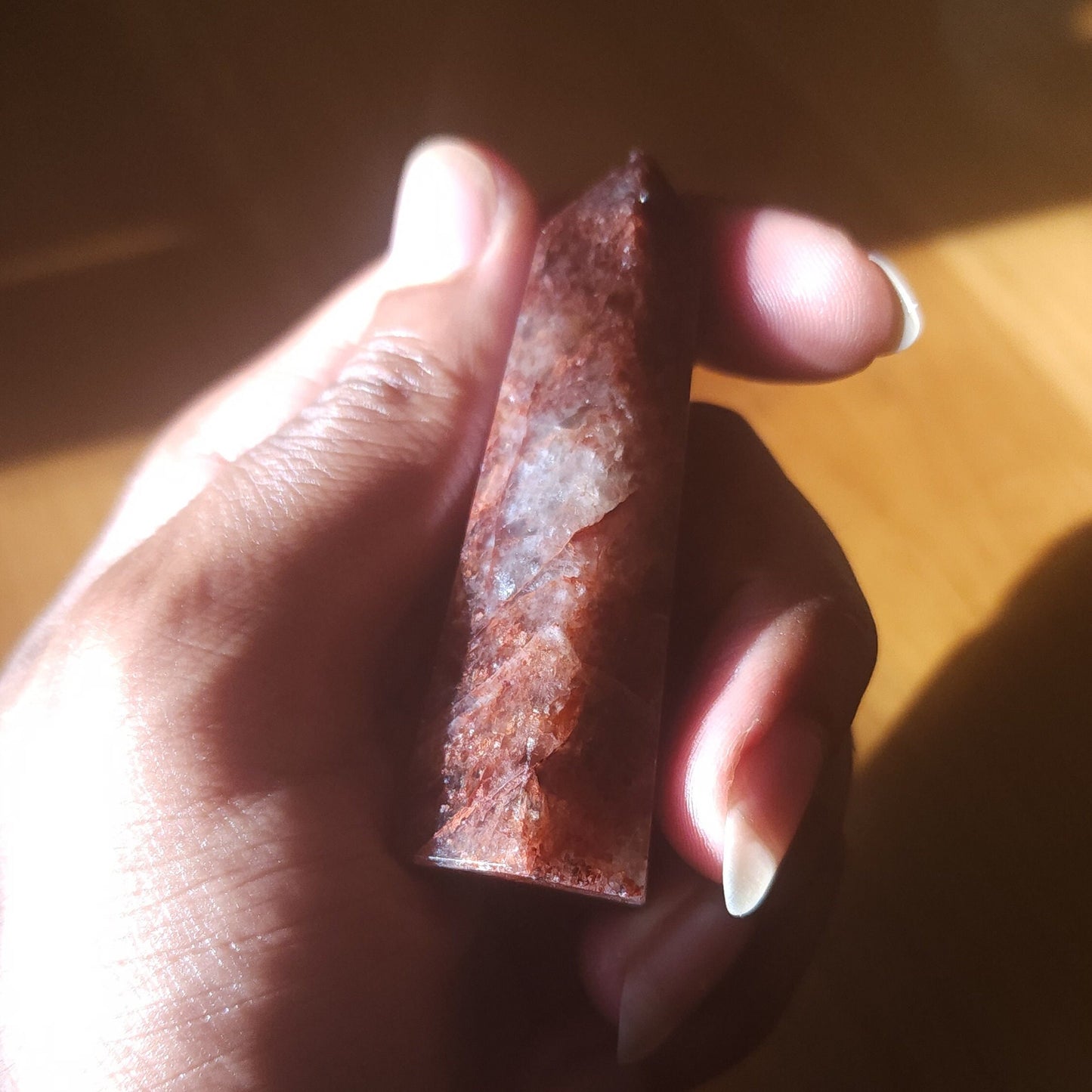Hematoid Fire Quartz - Polished Gemstone - Crystal Tower - Healing Crystal