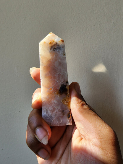 Cherry Blossom Agate Tower - Crystal Point - Polished Stone
